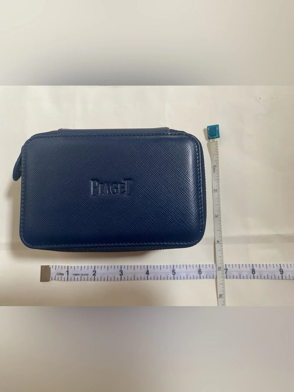 Leather Unisex Navy Leather Zippered Travel Case